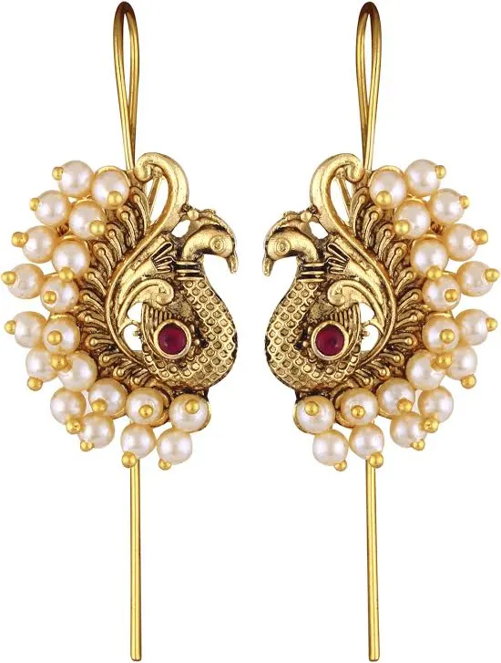 Peacock Moti Kaan Phool / Ear Cuff (Ruby)