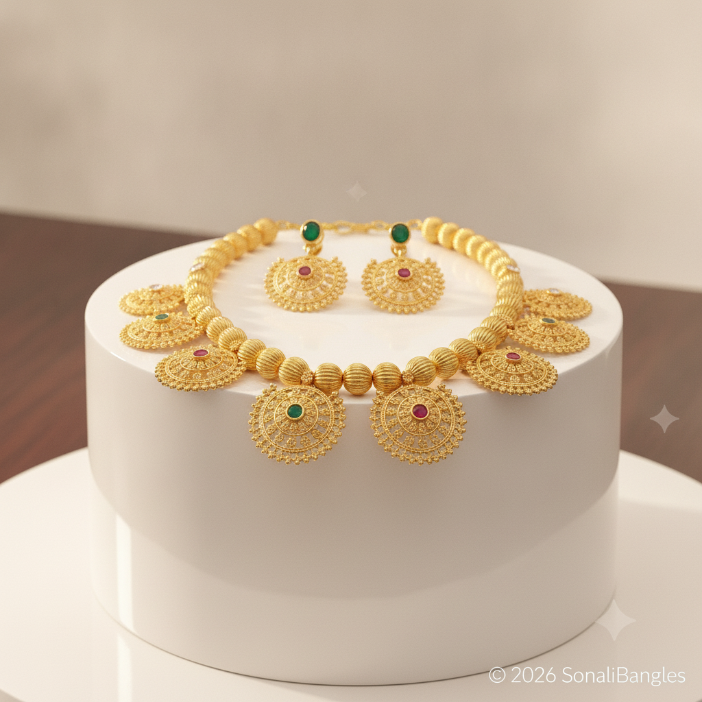 Royal 1-Gram Gold Emerald Green Bangles (Code #1729)