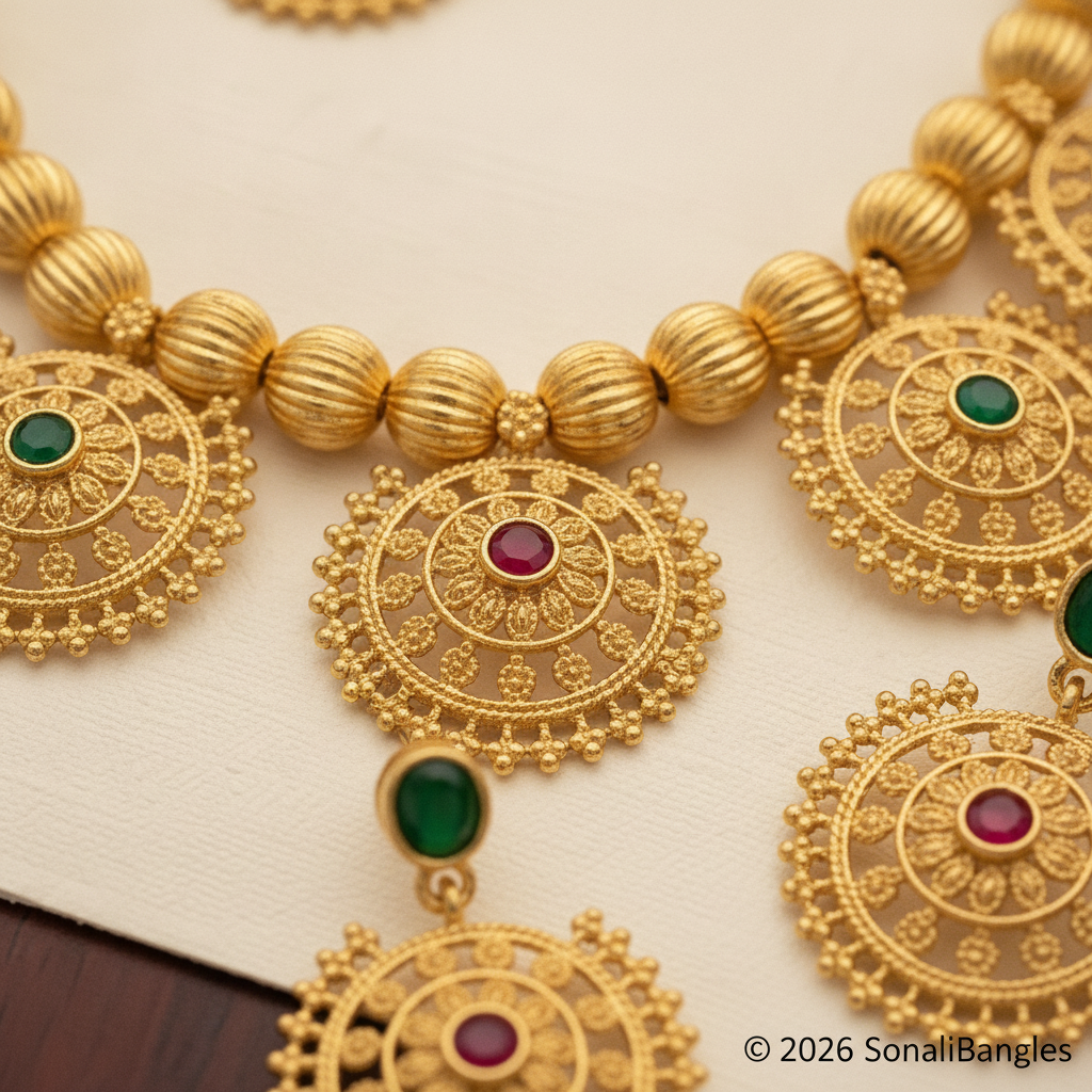 Royal 1-Gram Gold Emerald Green Bangles (Code #1729)